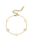 14K verguld roestvrijstalen bedelarmbanden met klavermotief, eenvoudige dagelijkse sieradenserie voor dames.